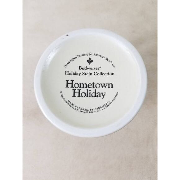 Budweiser Beer Stein Mug Hometown Holiday 1993 Handcrafted 7" Brazil Ceramarte - Picture 11 of 12